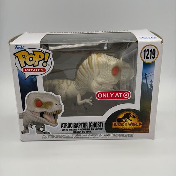 Funko White and Red Atrociraptor Ghost Action Figure - Picture 1 of 6
